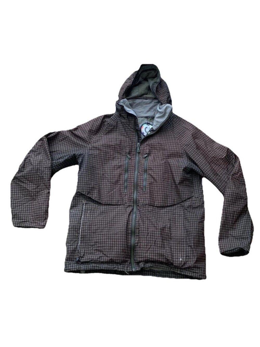 AK Burton Goretex Ski Snowboard Jacket Men’s Medium Houndstooth Brown Green